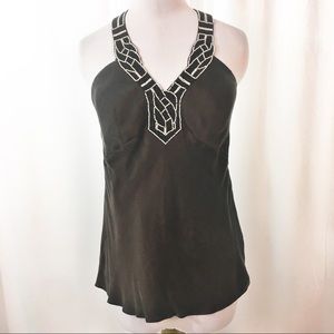 Vintage w/tags Ann Taylor embellished silk halter